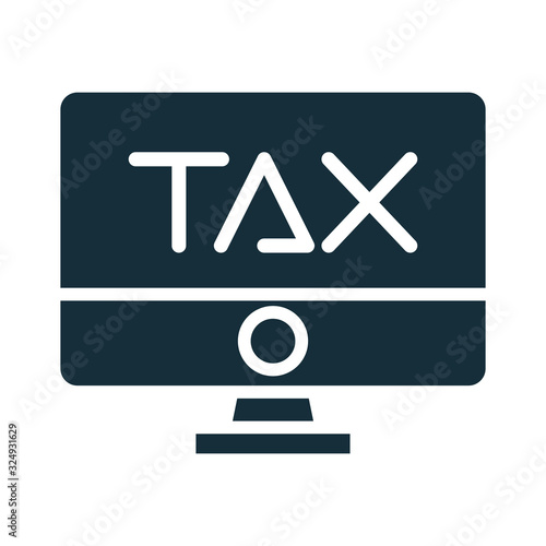 tax obligation in monitor computer silhouette style