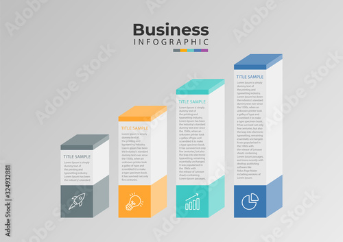 Vector illustration Infographic design template ladder with icons and 4 options or steps. Can be used for process, presentations, layout, banner,info graphic