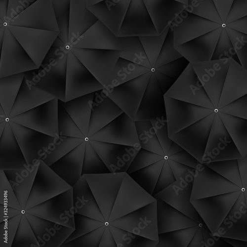 Black open umbrella on a white background, blank for design, vector.