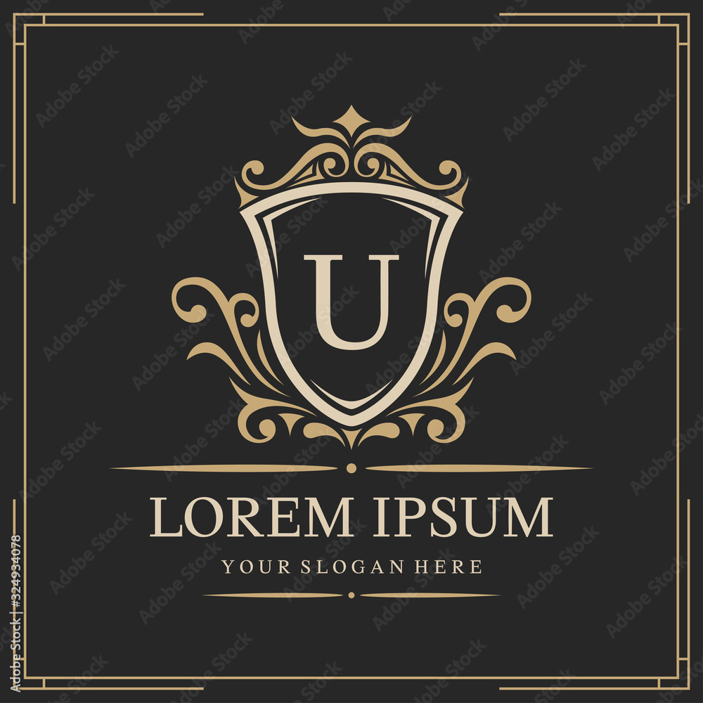 Luxury logo template, letter U logo design, vector illustration Luxury logo template, letter U logo design, vector illustration