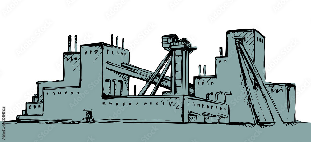 Plant at the mine. Vector drawing