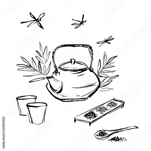 Illustration of teapot and stringer.