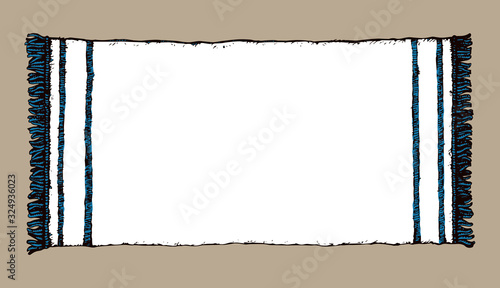 Wide warm shawl. Vector sketch drawing