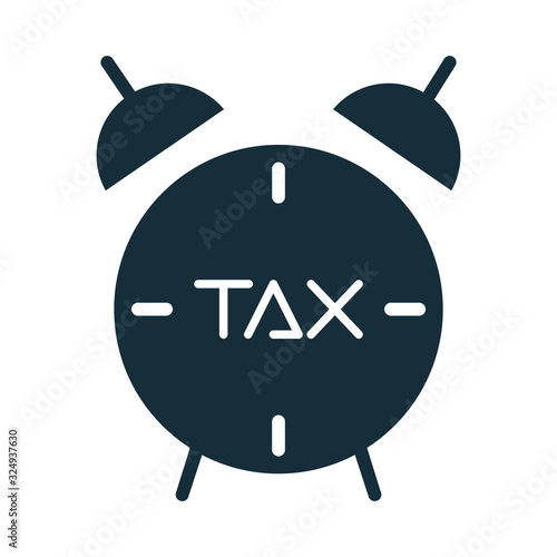 tax obligation with alarm clock silhouette style
