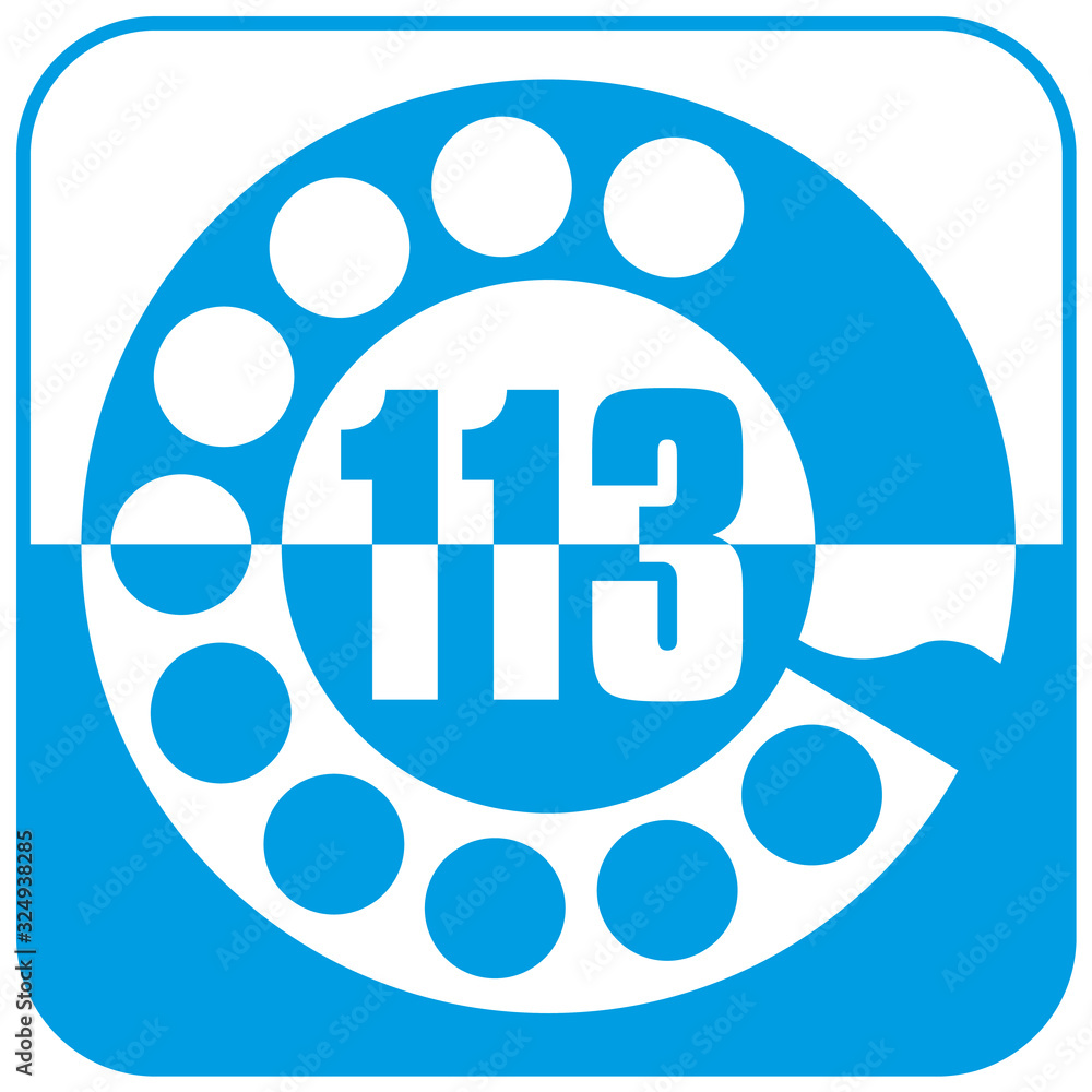 Emergency number 113, Italy, vector drawing Emergency number 113, Italy, vector drawing