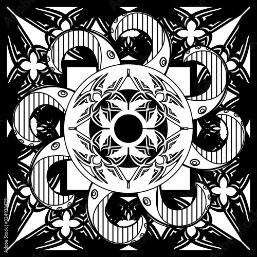 Abstract motif with gothic tracery and tentacles