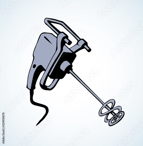 Hand mixer for concrete. Vector drawing