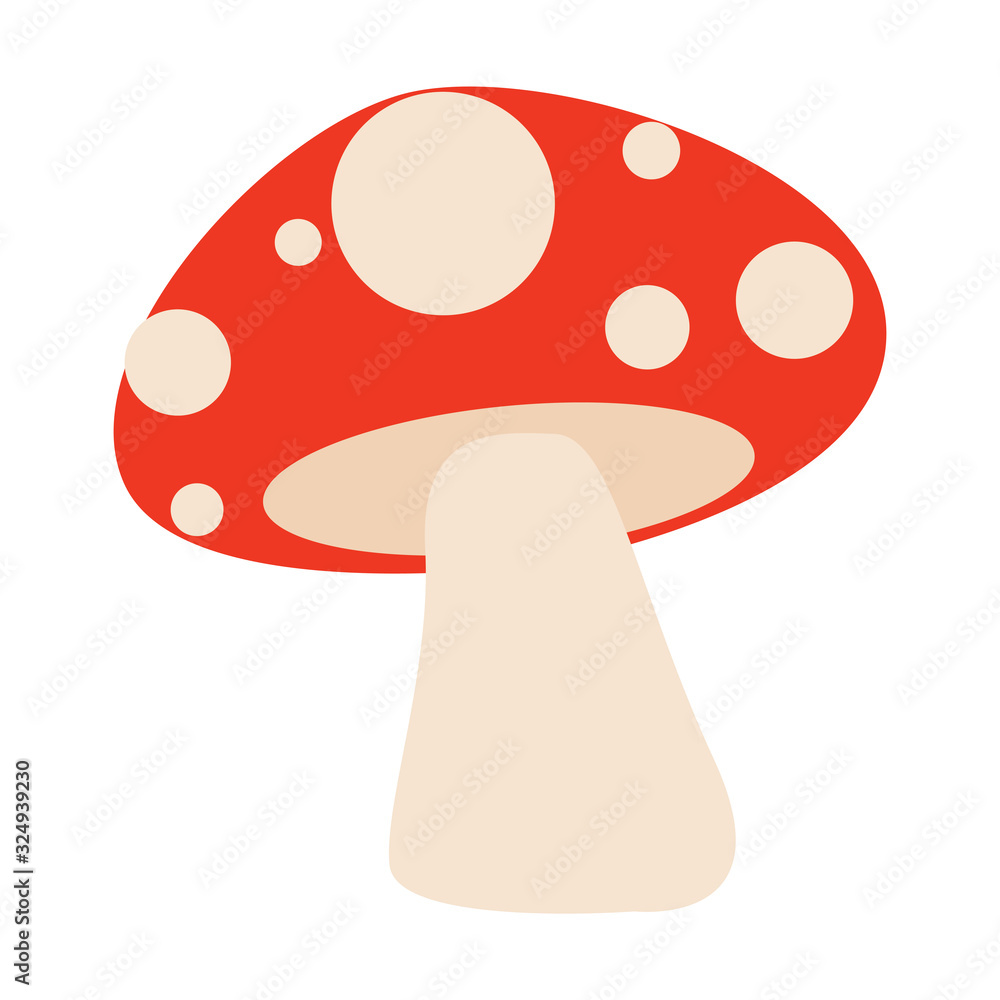 Isolated red an white mushroom