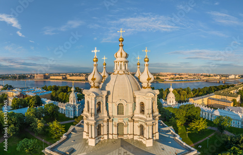 Aerial view of the Smolny Cathedral, St. Petersburg, Russia photo