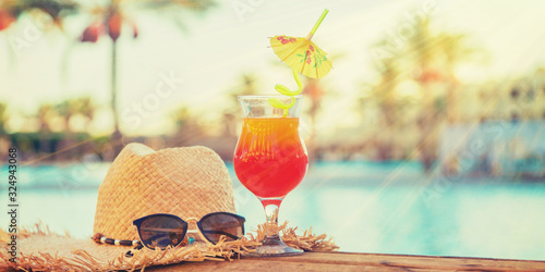 Photography drink a cocktail on vacation. Selective focus.