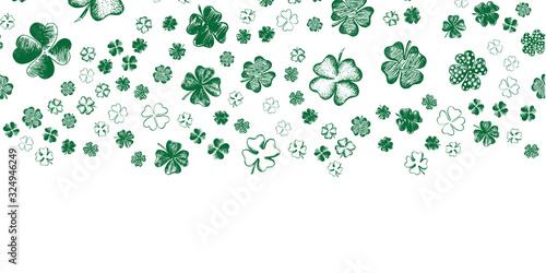 St. Patrick s Day. Sketch set clover. Hand drawn illustration. 