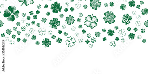 St. Patrick's Day. Sketch set clover. Hand drawn illustration.	