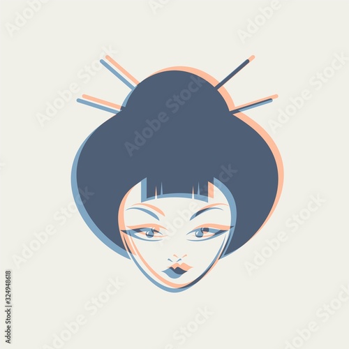 Design of geisha face illustration