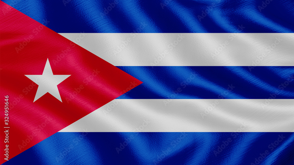 Flag of Cuba. Realistic waving flag 3D render illustration with highly detailed fabric texture. Flag of Cuba. Realistic waving flag 3D render illustration with highly detailed fabric texture.