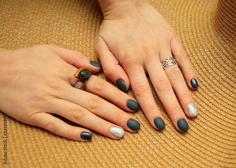 painted nails manicure blue color painted nails manicure blue color