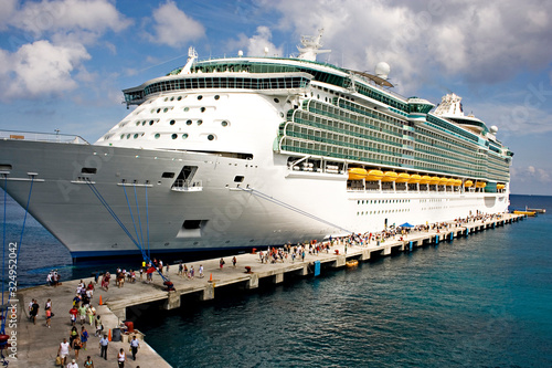 Giant cruise ship ducked at Cozumel island Mexico