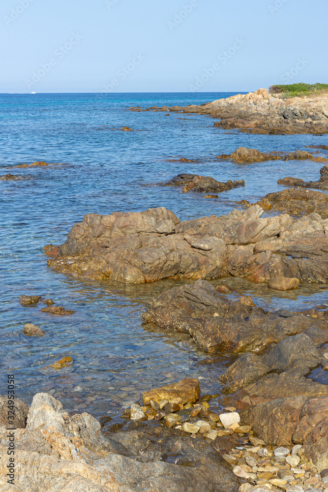 stony coast line of Sardinia island, Tyrrhenian coast, Italy stony coast line of Sardinia island, Tyrrhenian coast, Italy