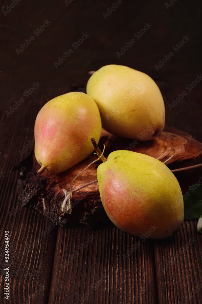 Still life with winter with three winter pears Still life with winter with three winter pears