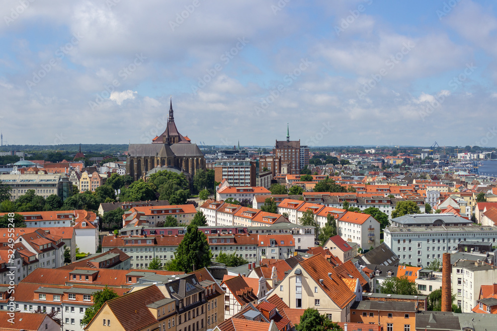 High angle view at the Hanseatic city Rostock