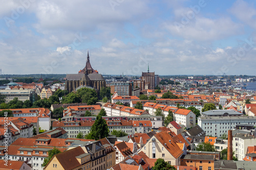 High angle view at the Hanseatic city Rostock