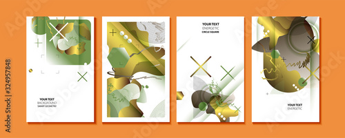 Modern geometric trend abstract set. Gradient shapes composition, vector covers new design