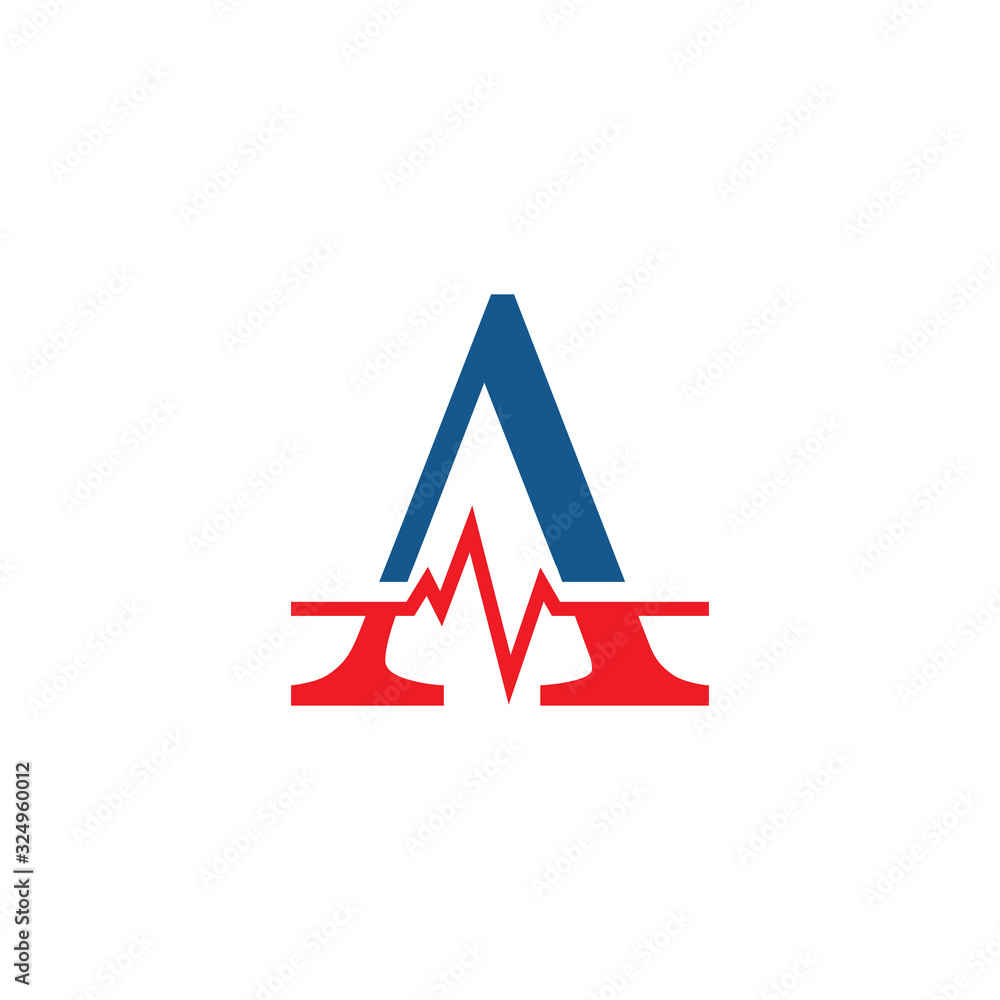 initial letter a cardiogram logo vector initial letter a cardiogram logo vector