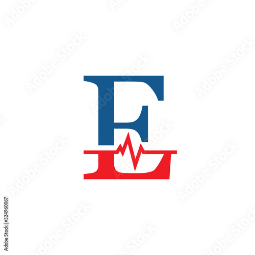 initial letter e cardiogram logo vector