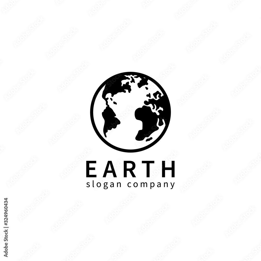 Logo with decoral earth globe. Abstract floral emblem, design concept, logotype element for template.