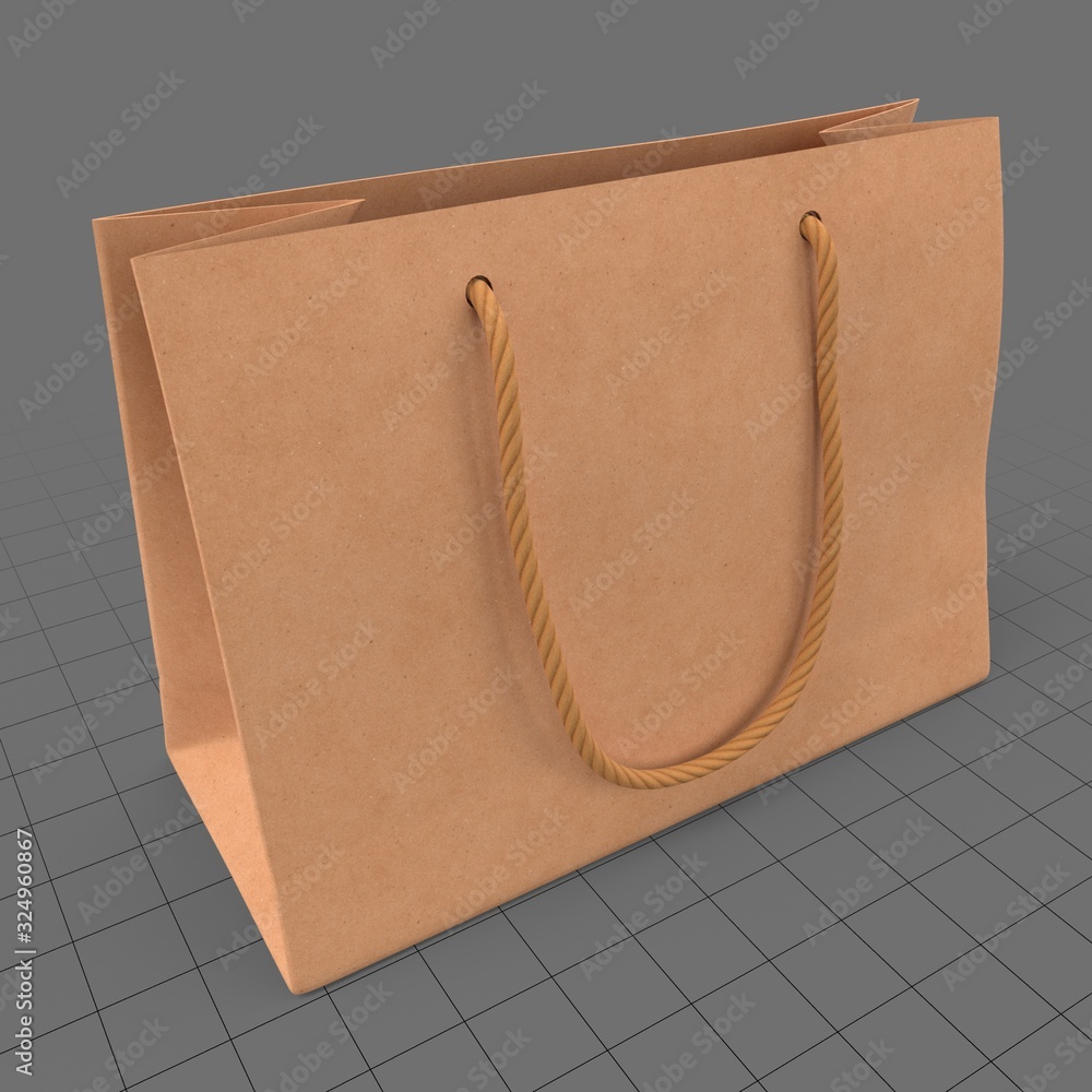 Paper bag with string handle 3 Stock 3D asset | Adobe Stock