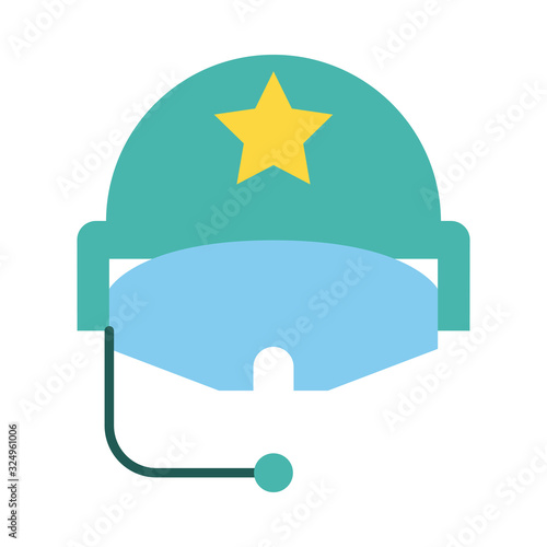military force helmet with microphone line and fill style icon