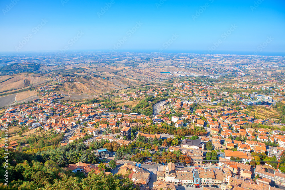 View of San Marino city from the mountain