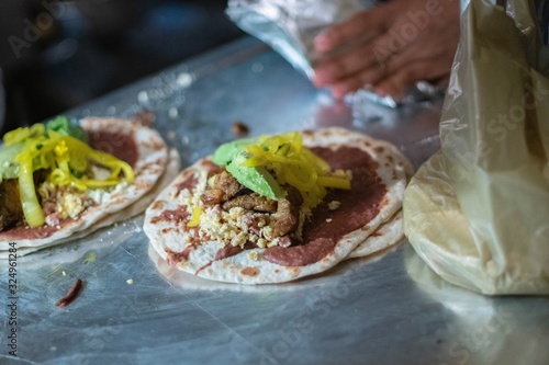 Closeup shot of a popular iconic street food baleada in Honduras photo