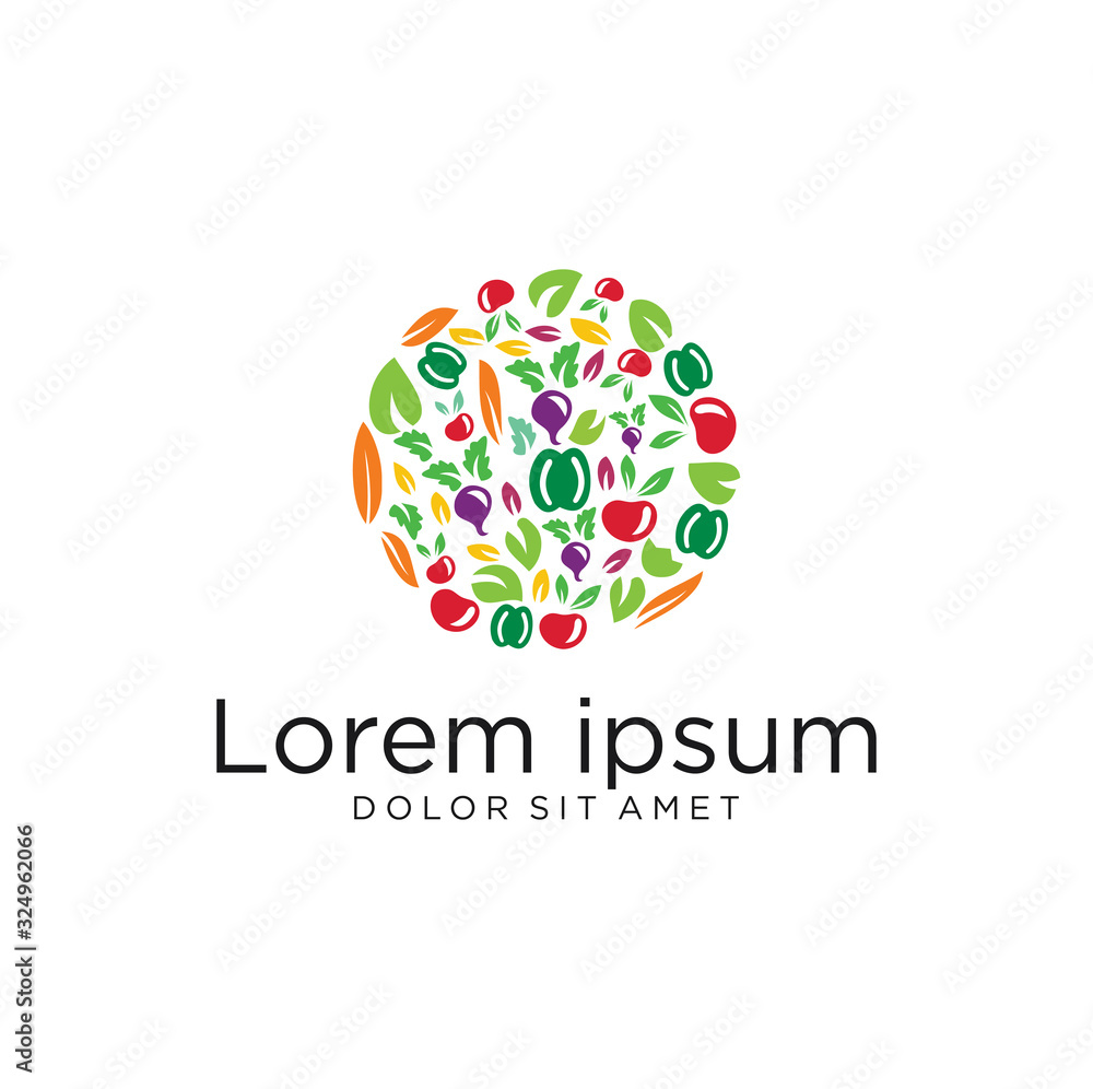 vegetable logo Design . Fresh vegetables vegetable logo healthy food ...