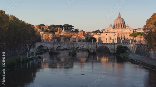 Wallpaper Mural hyper lapse of St. Peter's Basilica, Sant Angelo Bridge, Vatican, Rome, Italy Torontodigital.ca