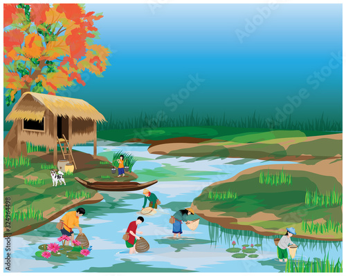 lifestyle of people at countryside vector design