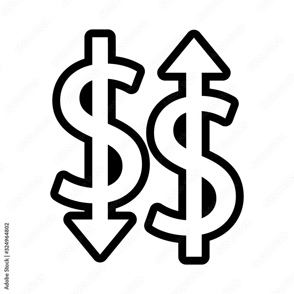 money dollar symbols with arrows up and down money dollar symbols with arrows up and down