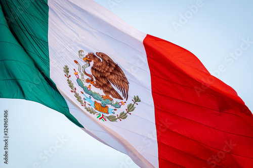 Mexican flag waving in the air
