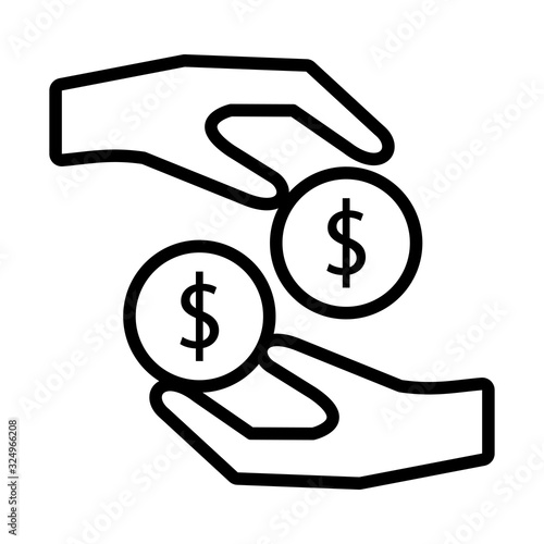 hands with coins dollars money isolated icon