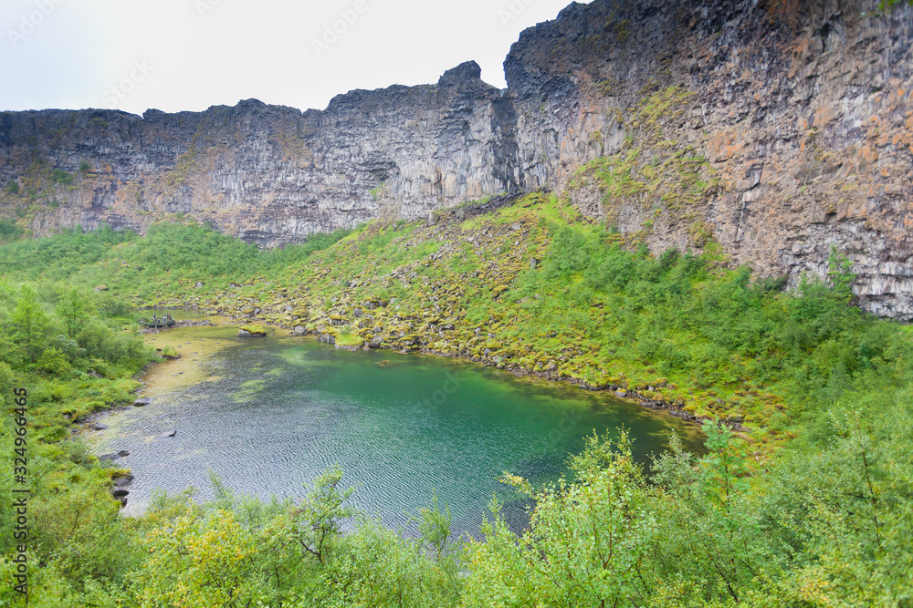 Asbyrgi glacial canyon and Botnstjorn lake, Iceland