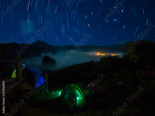 Startail at Phu Langka mountain National Park landmark off Payao Province thailand photo