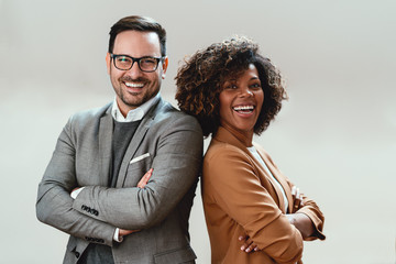 Portrait of multi ethnic business couple