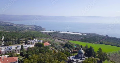 Drone over Capernaum church.