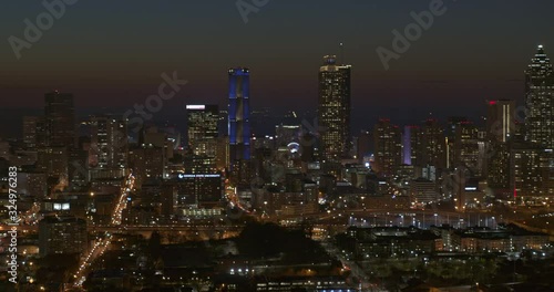 Wallpaper Mural Atlanta Aerial v522 Downtown cityscape at night panning from north to south looking west - February 2019 Torontodigital.ca