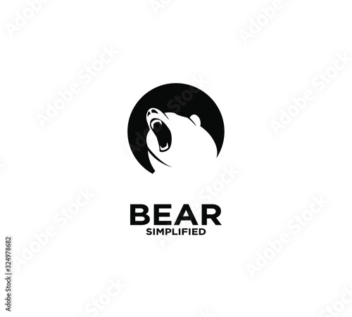 Bear head roar circle logo icon design vector illustration with isolated background