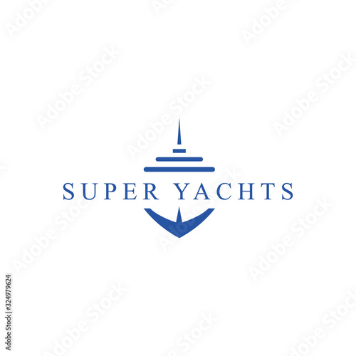 modern super yacht vector logo design