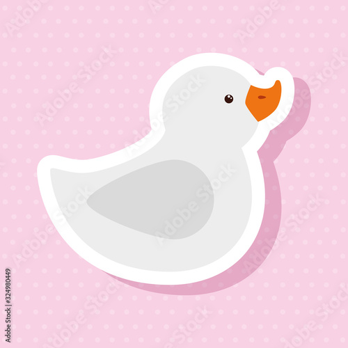 cute duck rubber toy in pink background vector illustration design