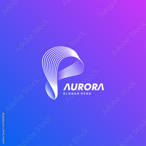 Vector Logo Illustration Aurora Gradient Colorful Style