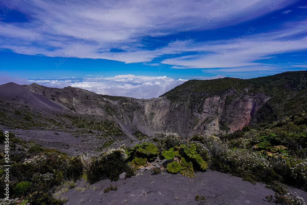 Beautiful close up view of the Crater of the Irazu Volcano in Costa Rica