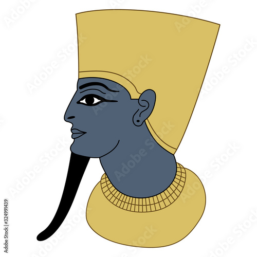 Isolated vector illustration. Head of ancient Egyptian pharaoh.