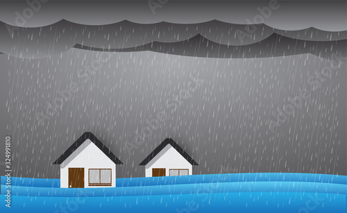 Rain and flood , storm, vector